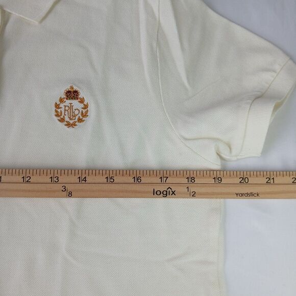 Ralph Lauren Womens Ivory Short Sleeve Gold Crest Crown Logo  Polo Shirt Size PS - Picture 4 of 6